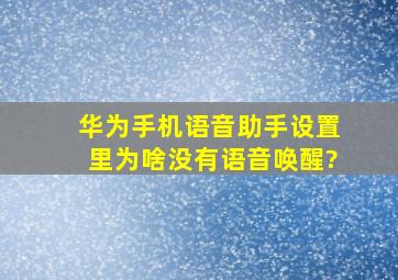 华为手机语音助手设置里为啥没有语音唤醒?