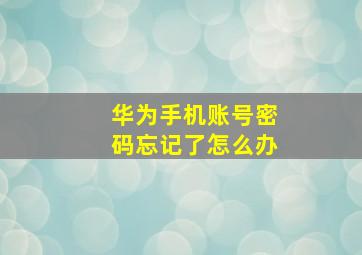 华为手机账号密码忘记了怎么办(