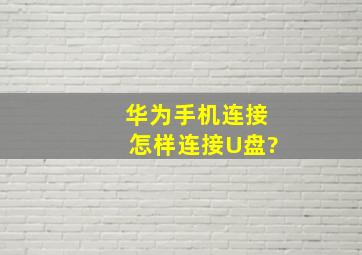 华为手机连接怎样连接U盘?