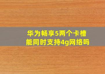 华为畅享5两个卡槽能同时支持4g网络吗