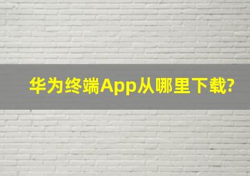 华为终端App从哪里下载?