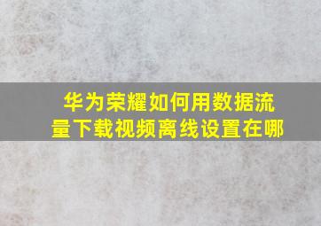 华为荣耀如何用数据流量下载视频,离线设置在哪