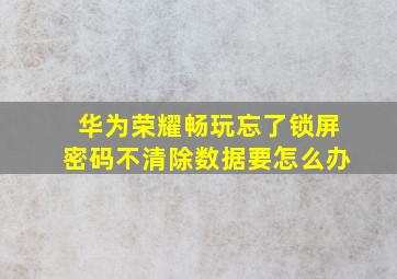 华为荣耀畅玩忘了锁屏密码,不清除数据要怎么办