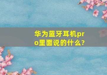 华为蓝牙耳机pro里面说的什么?