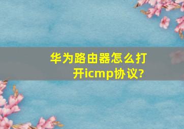 华为路由器怎么打开icmp协议?