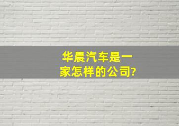 华晨汽车是一家怎样的公司?