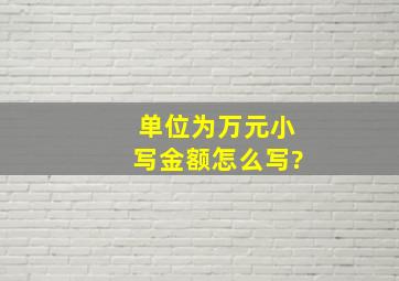 单位为万元,小写金额怎么写?