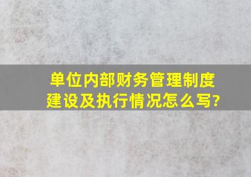 单位内部财务管理制度建设及执行情况怎么写?