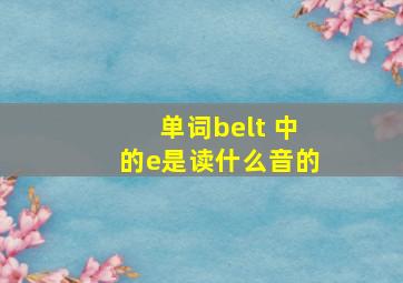 单词belt 中的e是读什么音的