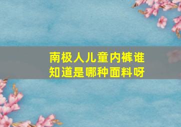 南极人儿童内裤谁知道是哪种面料呀(