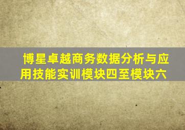 博星卓越商务数据分析与应用技能实训模块四至模块六 