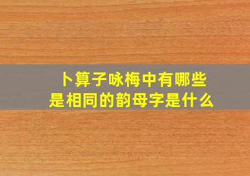 卜算子咏梅中有哪些是相同的韵母字是什么(