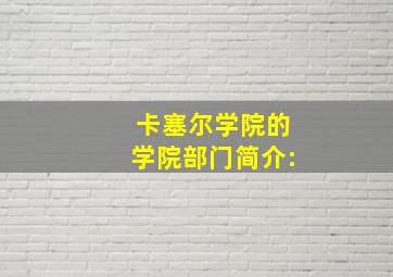 卡塞尔学院的学院部门简介: