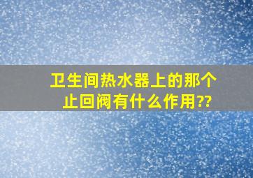 卫生间热水器上的那个止回阀有什么作用??