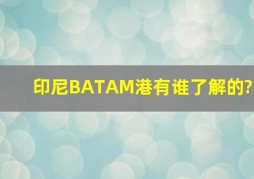 印尼BATAM港有谁了解的?