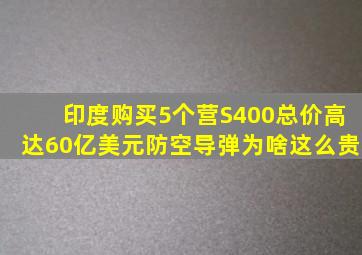 印度购买5个营S400,总价高达60亿美元,防空导弹为啥这么贵