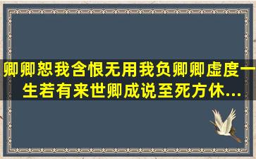 卿卿恕我,含恨无用。我负卿卿,虚度一生。若有来世,卿成说,至死方休,...