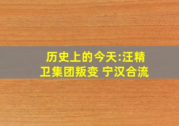 历史上的今天:汪精卫集团叛变 宁汉合流