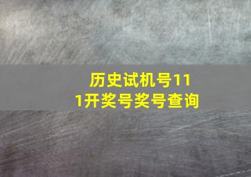 历史试机号111,开奖号奖号查询