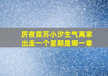 厉夜霆苏小汐生气离家出走一个星期是哪一章(