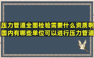 压力管道全面检验需要什么资质啊国内有哪些单位可以进行压力管道