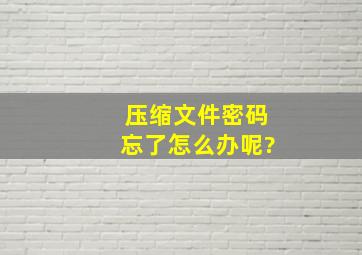 压缩文件密码忘了怎么办呢?