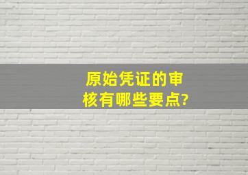 原始凭证的审核有哪些要点?