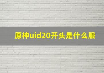 原神uid20开头是什么服