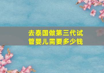 去泰国做第三代试管婴儿需要多少钱(