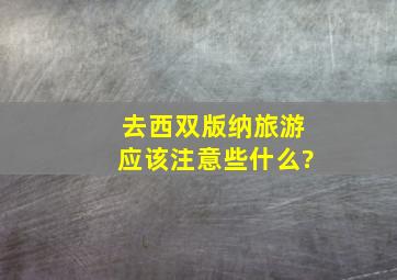 去西双版纳旅游应该注意些什么?