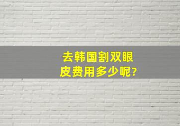 去韩国割双眼皮费用多少呢?