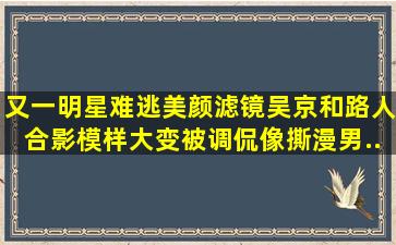 又一明星难逃美颜滤镜,吴京和路人合影,模样大变被调侃像撕漫男...