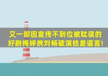 又一部因宣传不到位被耽误的好剧,梅婷携刘畅破演技差谣言!