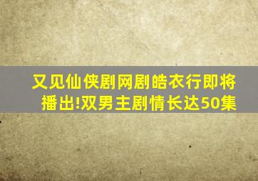 又见仙侠剧,网剧《皓衣行》即将播出!双男主剧情长达50集