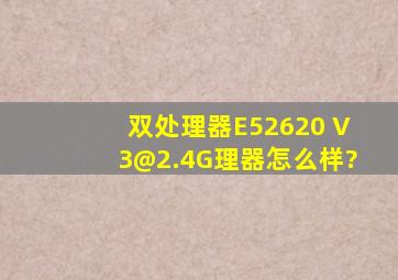 双处理器E52620 V3@2.4G理器怎么样?