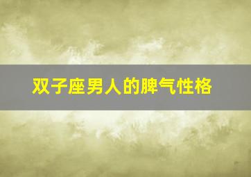 双子座男人的脾气性格