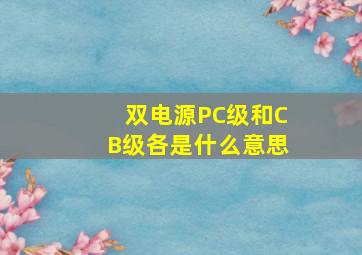 双电源PC级和CB级各是什么意思