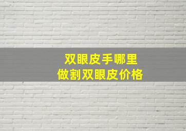 双眼皮手哪里做割双眼皮价格