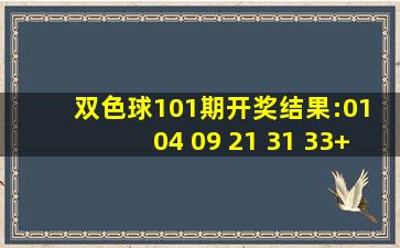 双色球101期开奖结果:01 04 09 21 31 33+05