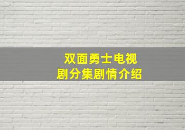 双面勇士电视剧分集剧情介绍