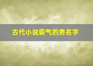 古代小说霸气的男名字