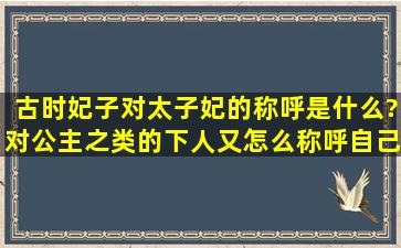 古时妃子对太子妃的称呼是什么?对公主之类的,下人又怎么称呼自己?