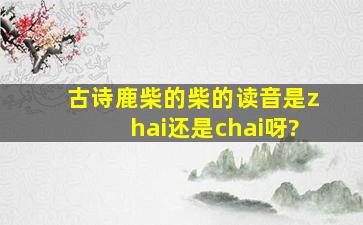 古诗鹿柴的柴的读音是zhai还是chai呀?