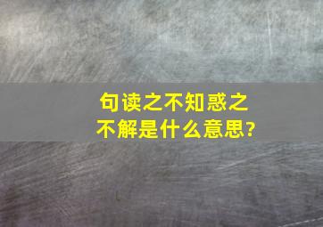 句读之不知,惑之不解是什么意思?