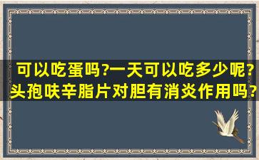 可以吃蛋吗?一天可以吃多少呢?头孢呋辛脂片对胆有消炎作用吗?