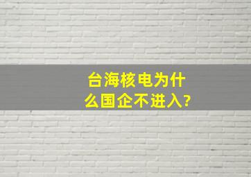 台海核电为什么国企不进入?