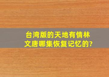 台湾版的《天地有情》林文唐哪集恢复记忆的?