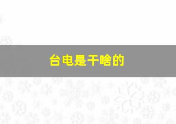 台电是干啥的(