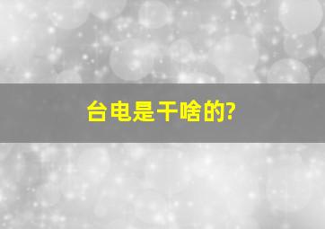 台电是干啥的?