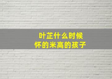 叶芷什么时候怀的米高的孩子